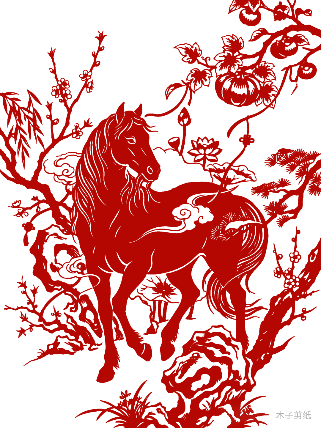 迎世界馬年，賞紅馬剪紙作品