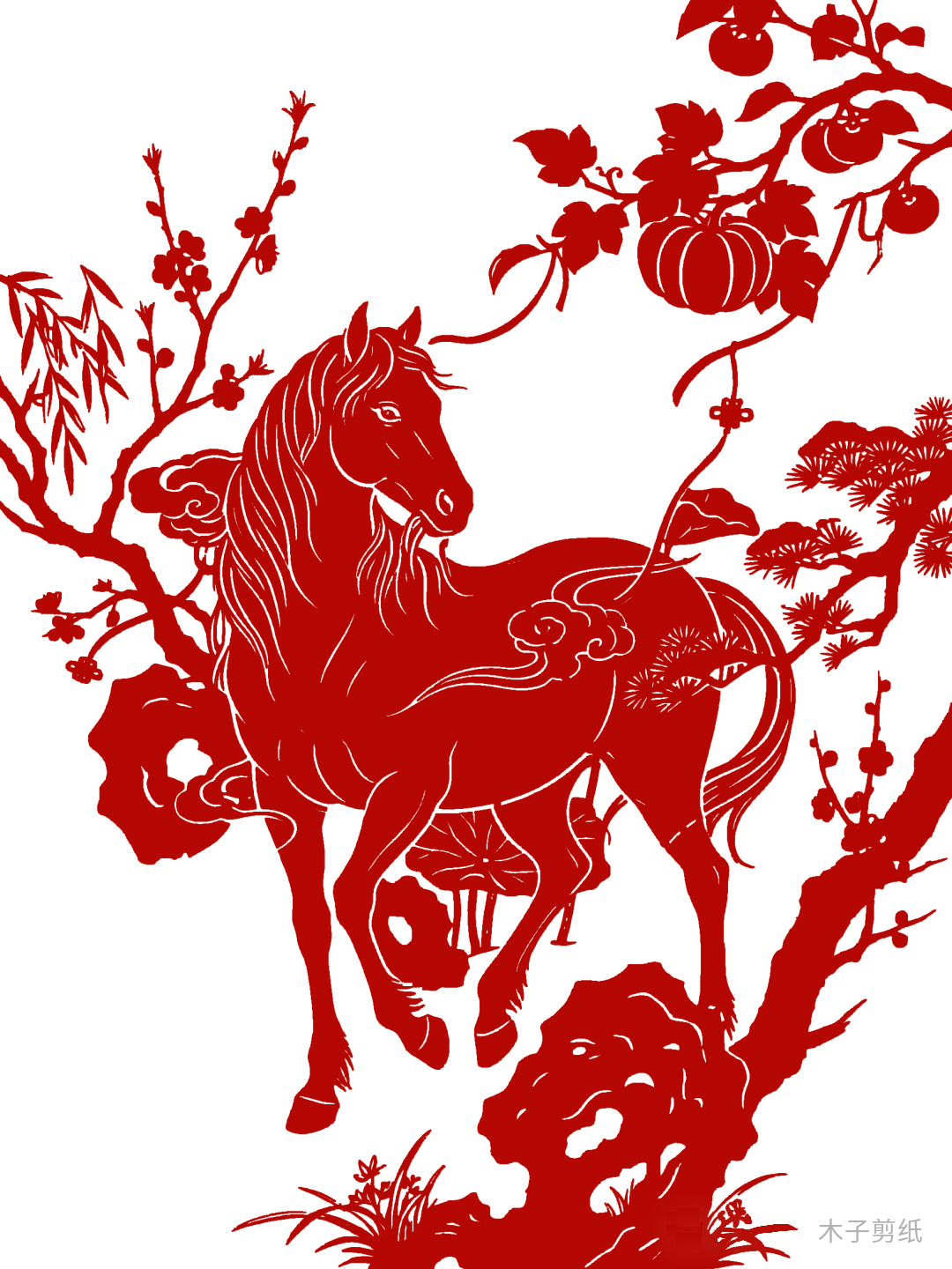 迎世界馬年，賞紅馬剪紙作品