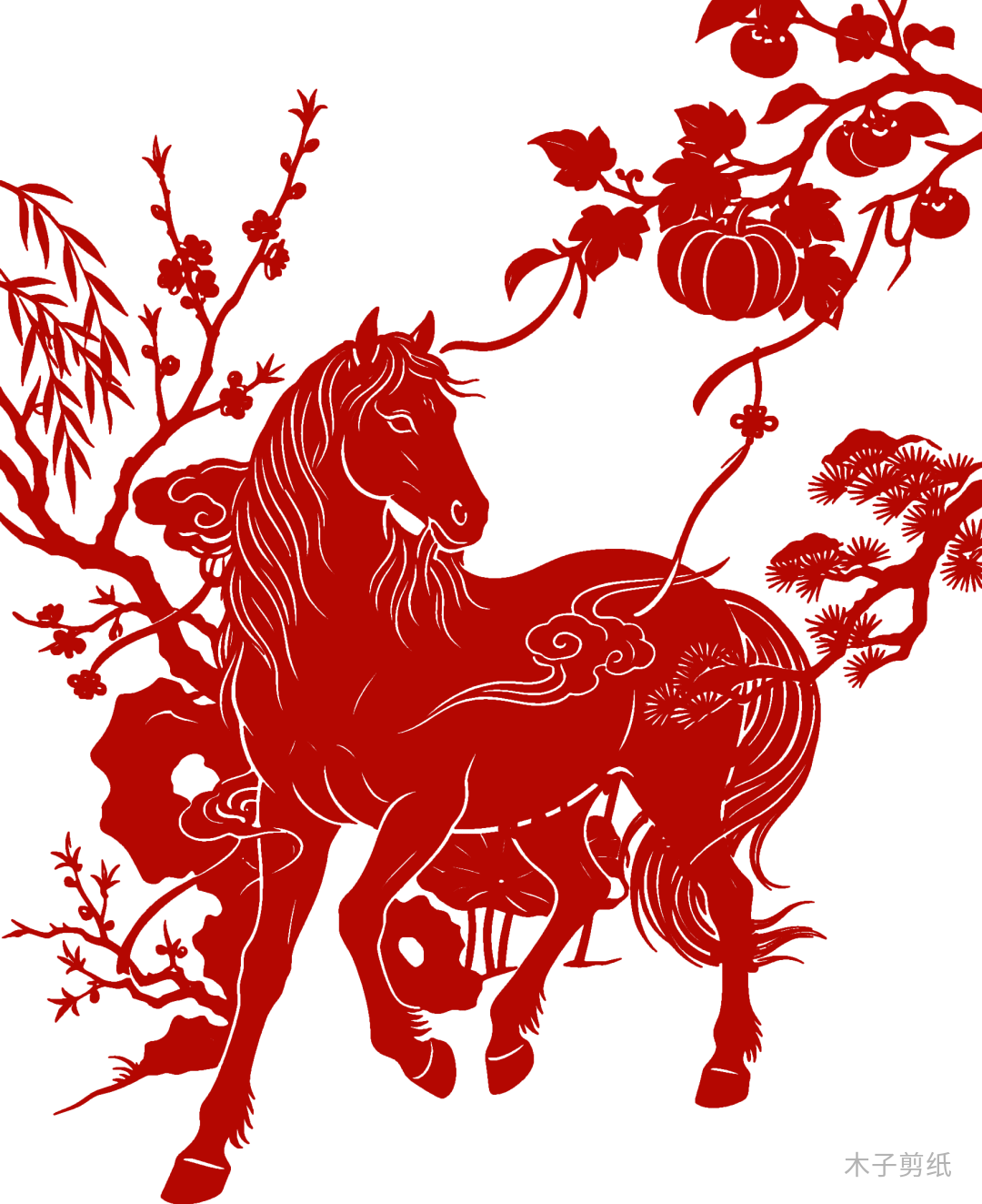 迎世界馬年，賞紅馬剪紙作品